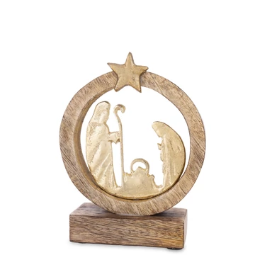 Szent Család kör alakban fa/fém 17,5cm