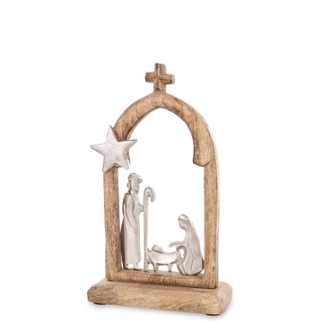 Szent Család boltív alakban fa/fém 22cm