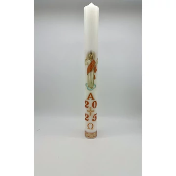 Gyertya díszített 3kg húsvéti Feltámadt Krisztus matricával d7,5cm