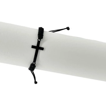 Karkötő makramé fekete fém kereszttel