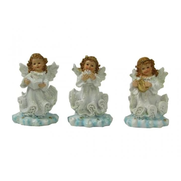 Angyalka fehér fodros 9cm hárfa, könyv,galamb