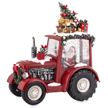 Mikulás karácsonyi traktorral