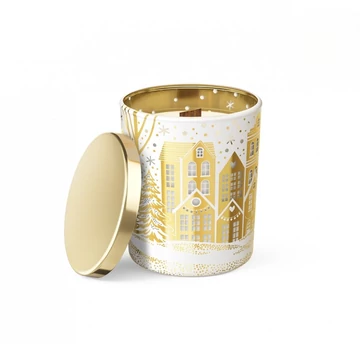 Illatos gyertya üveg pohárban "Winter Town" 200g Tetővel