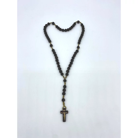 Rózsafüzér fa madzagos normál szemű barna