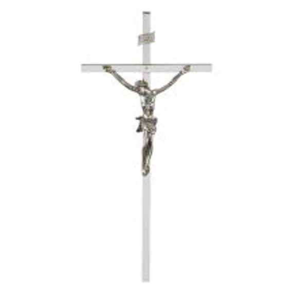 Réz feszület 21 * 9,5 cm nikkelezett 01-091