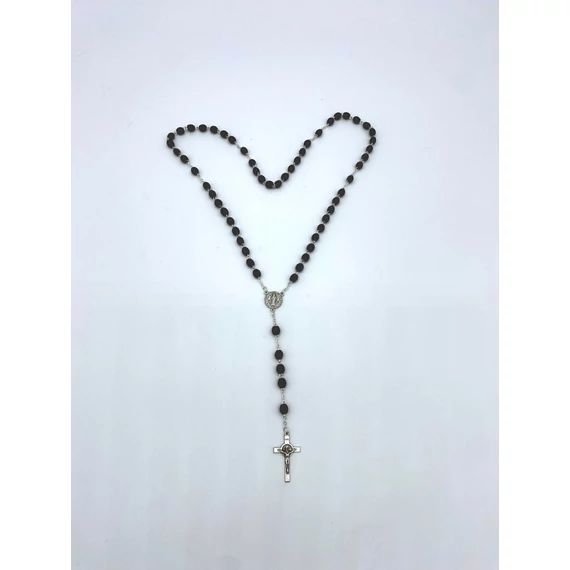 Rózsafüzér fa dróton Benedek kereszttel bordó