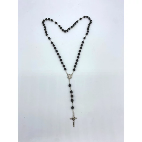 Rózsafüzér fa dróton Benedek kereszttel fekete