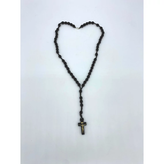 Rózsafüzér fa madzagos kapcsos fekete