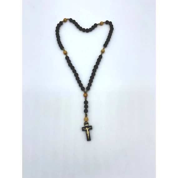 Rózsafüzér fa madzagos normál szemű fekete