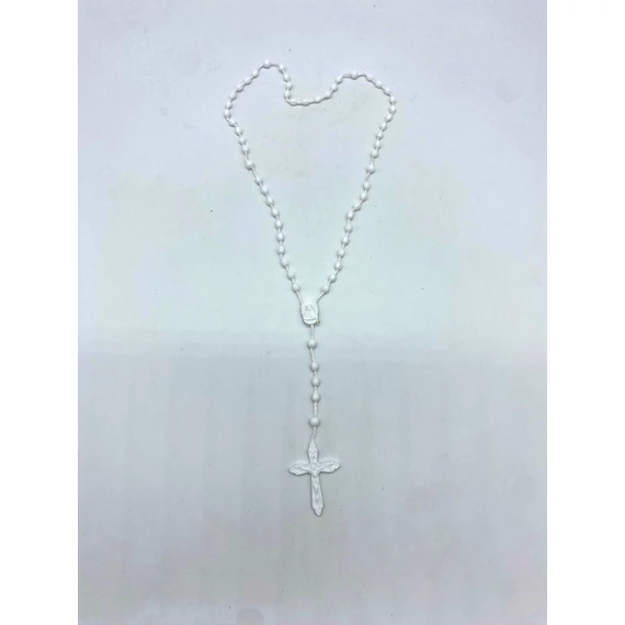 Rózsafüzér műanyag madzagon fehér