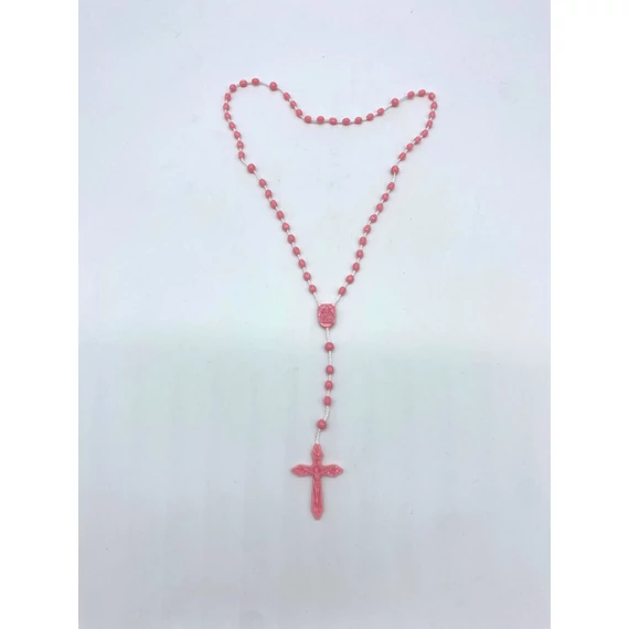 Rózsafüzér műanyag madzagon rózsaszín