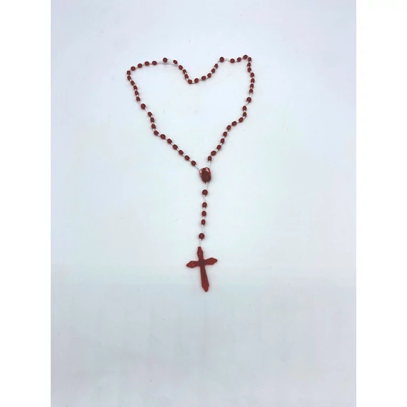 Rózsafüzér műanyag madzagon piros