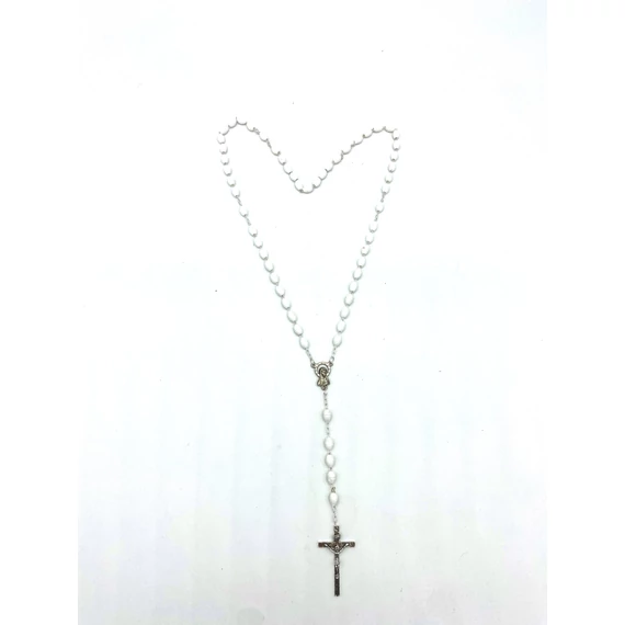 Rózsafüzér műanyag dróton fehér