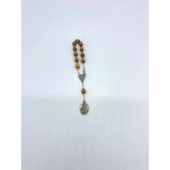 Rózsafüzér tized fa Szent Kristóf dróton kapcsos natúr