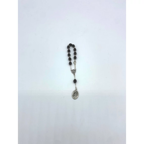 Rózsafüzér tized fa Szent Kristóf dróton kapcsos fekete