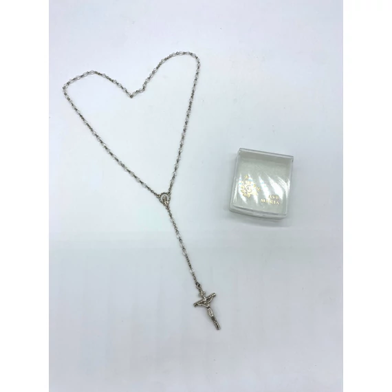 Rózsafüzér aranyozott cseh tokkal platina-átlátszó