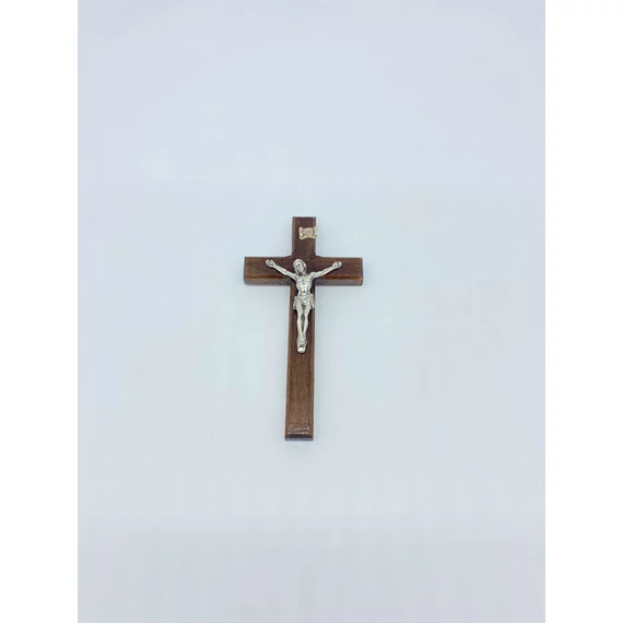 Feszület fali pácolt 14cm fa