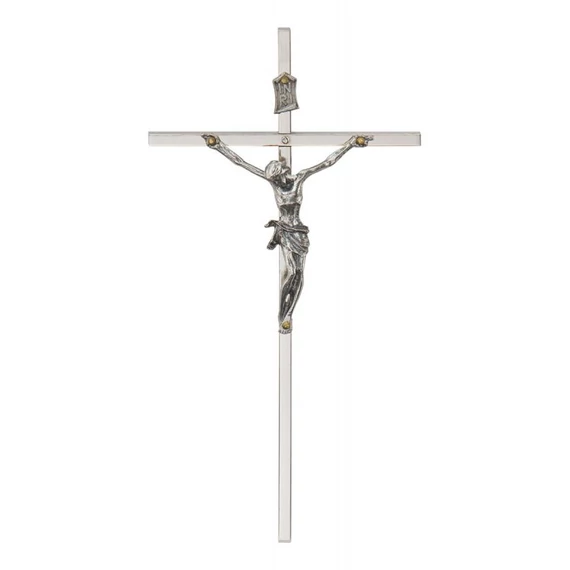 Réz feszület 15,5 * 8cm nikkelezett 01-061