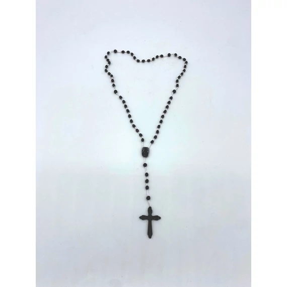 Rózsafüzér műanyag madzagon fekete