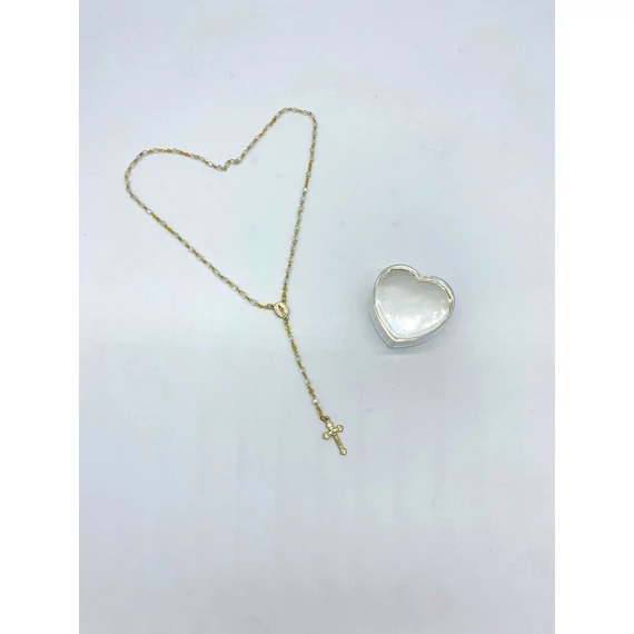 Rózsafüzér kristály 4mm arany mintás szíves tokkal átlátszó