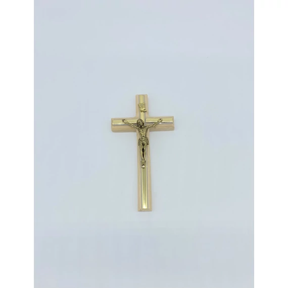 Feszület fali arany csíkkal 14cm fa