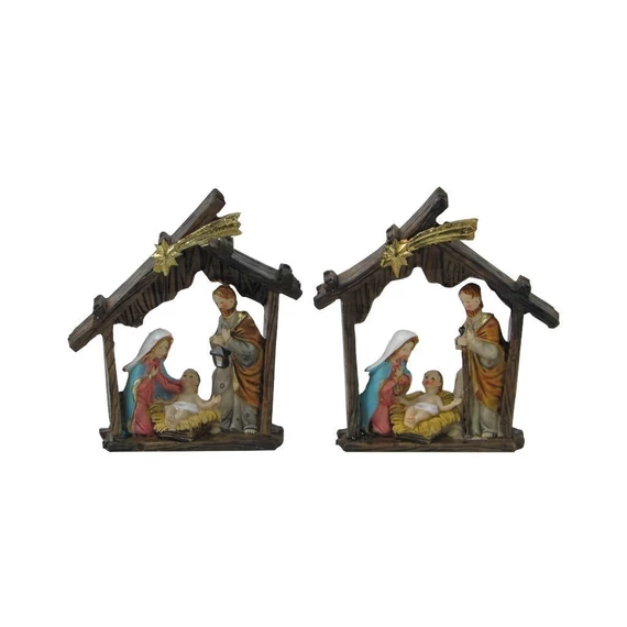 Betlehem  3 alakos(Szt. Csal.) kis házzal 10cm magas ( 9451 )