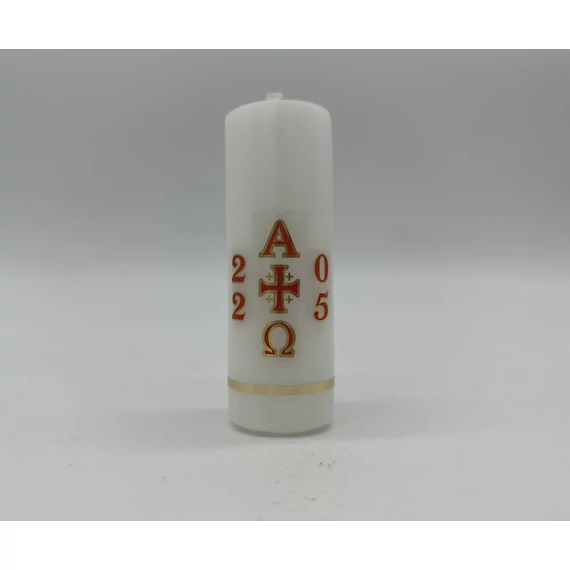 Gyertya díszített 15dkg húsvéti számos matricás Kistuskó d40mm, h110mm