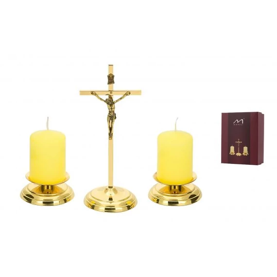 Réz szett TRAD. 16cm (1db álló feszület + 2db gyertyatartó) 00-04