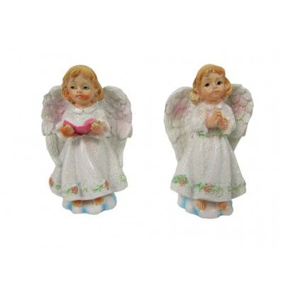 Angyalka  7 cm, fehér alul virágos ( 5504 )