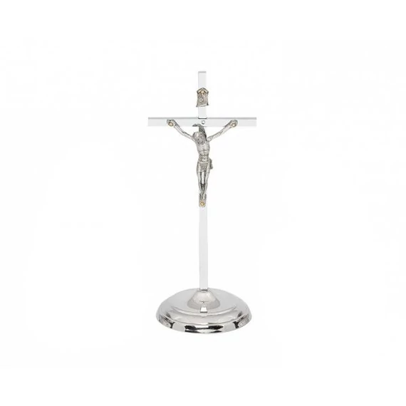 Réz feszület álló 16cm nikkelezett 02-010