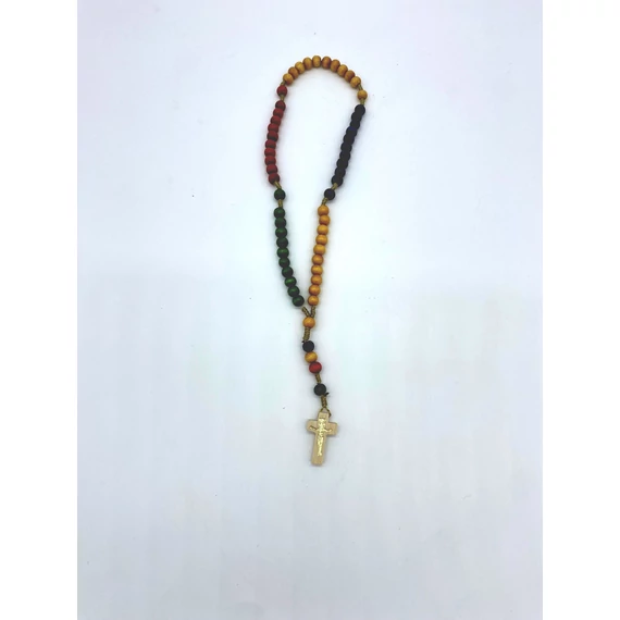 Rózsafüzér fa madzagos szines missziós