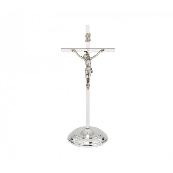 Réz feszület álló 20cm nikkelezett 02-030