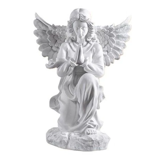 Szobor angyal fehér térdelő 51cm (908B)