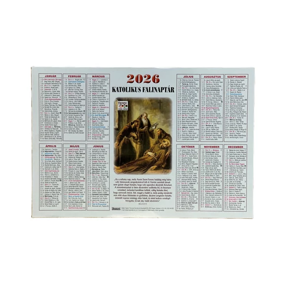 Falinaptár egylapos  ( Agapé ) 2026