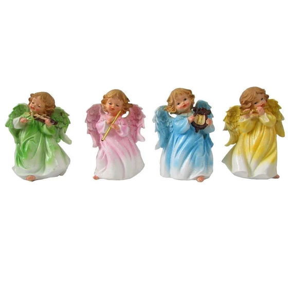 Angyal színes álló hangszerrel 20cm (5428)