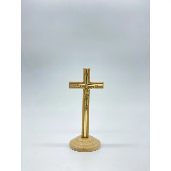 Feszület natúr álló arany csíkkal 24cm fa