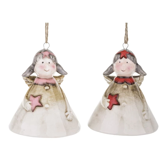 Angyal csengő barna piros/rózsaszín csillaggal 132156