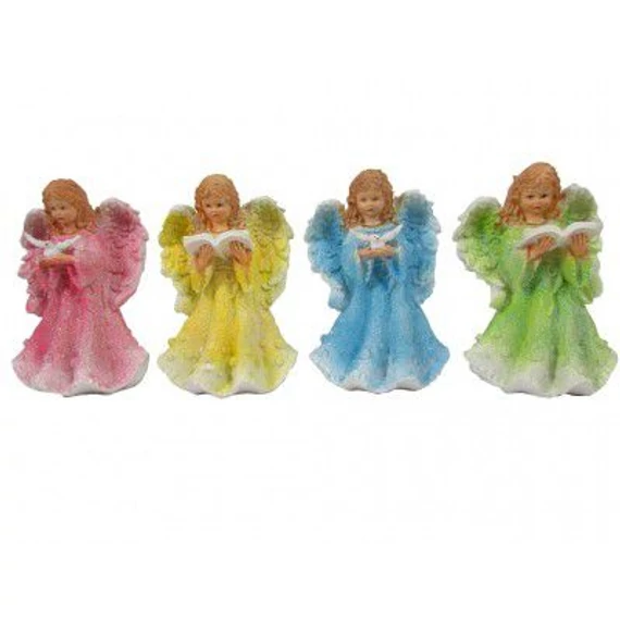 Angyal álló kezében könyv/galamb színes 25cm