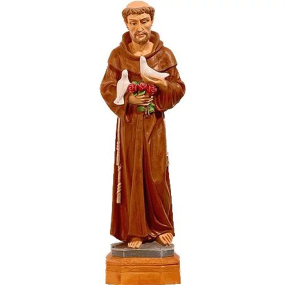 Szobor festett Szent Ferenc galambbal 50cm 806