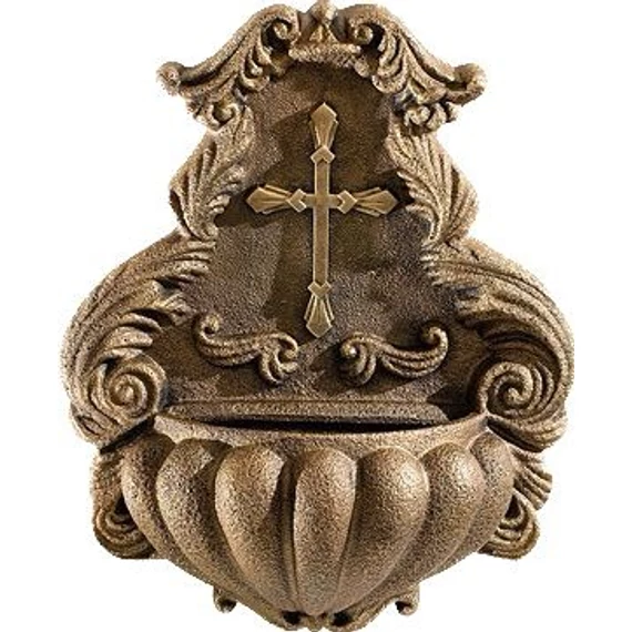 Szobor festett Szenteltvíztartó kereszt dísszel  47cm 946