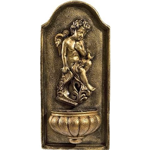 Szobor festett Szenteltvíztartó angyal dísszel  22x48cm 948