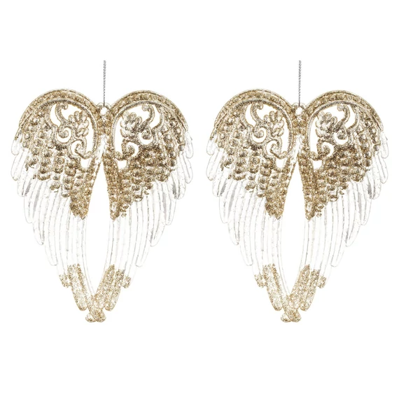 Üveg hatású szárny akasztós dísz (2db-os)