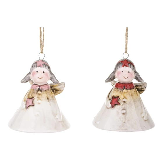 Angyal csengő barna piros/rózsaszín csillaggal kicsi 132157