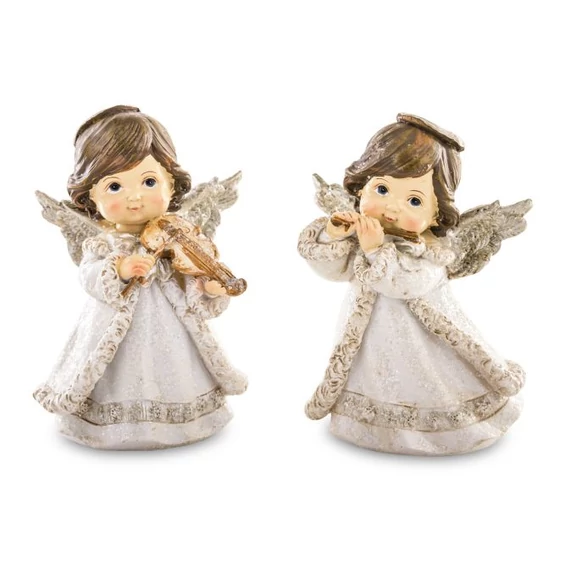 Angyal téli fehér álló hangszerrel 15cm 132406
