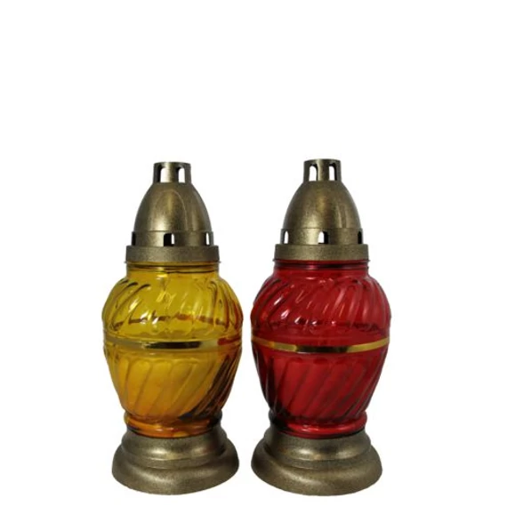 Üvegmécses piros/fehér-arany-/ezüst csíkkal 73