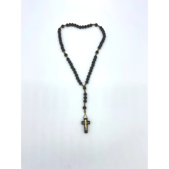 Rózsafüzér fa madzagos kis szemű fekete