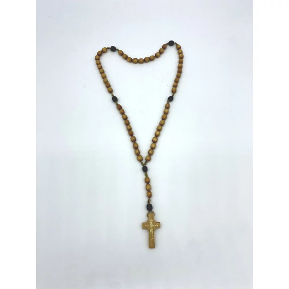 Rózsafüzér fa madzagon nagy szemű natúr