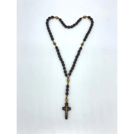 Rózsafüzér fa madzagon nagy szemű bordó