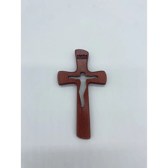 Feszület belül faragott 12cm bordó fali