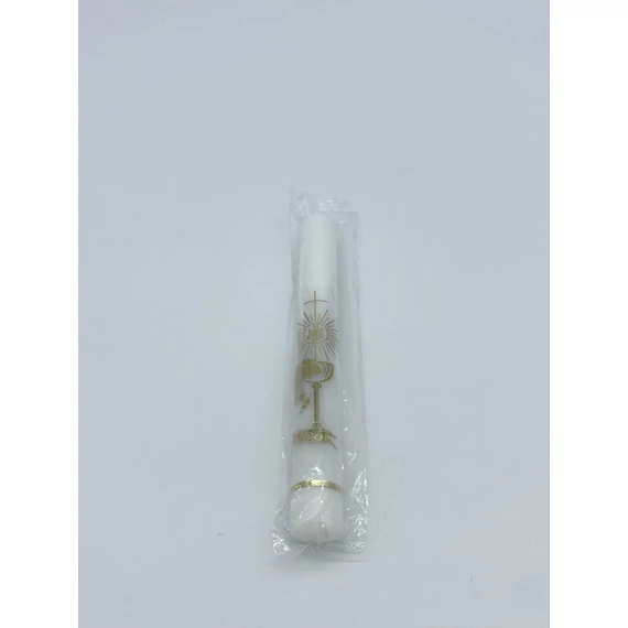 Gyertya díszített 7dkg-os elsőáldozói matricával d22mm, h200mm